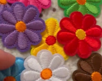 Colorful Flower Iron-On Patches - 10 Pack