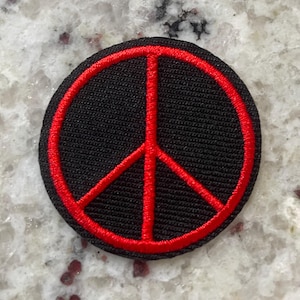 Red & Black Peace Embroidered Patch - Hippie Style (2 inch)
