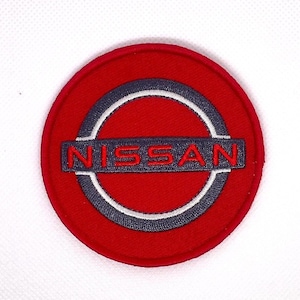Nissan Logo Patch: Red & Black Iron-On Applique (3 inch)