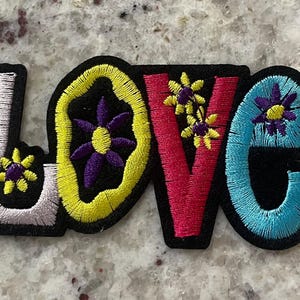 Love Patch: Embroidered Iron-On Applique (3.5&quot; inches)