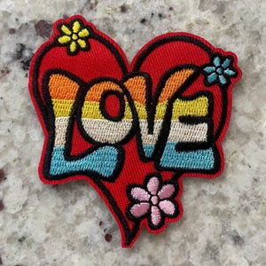 Love Heart Iron-On Patch: Colorful Embroidered Applique (3.5&quot; inches)