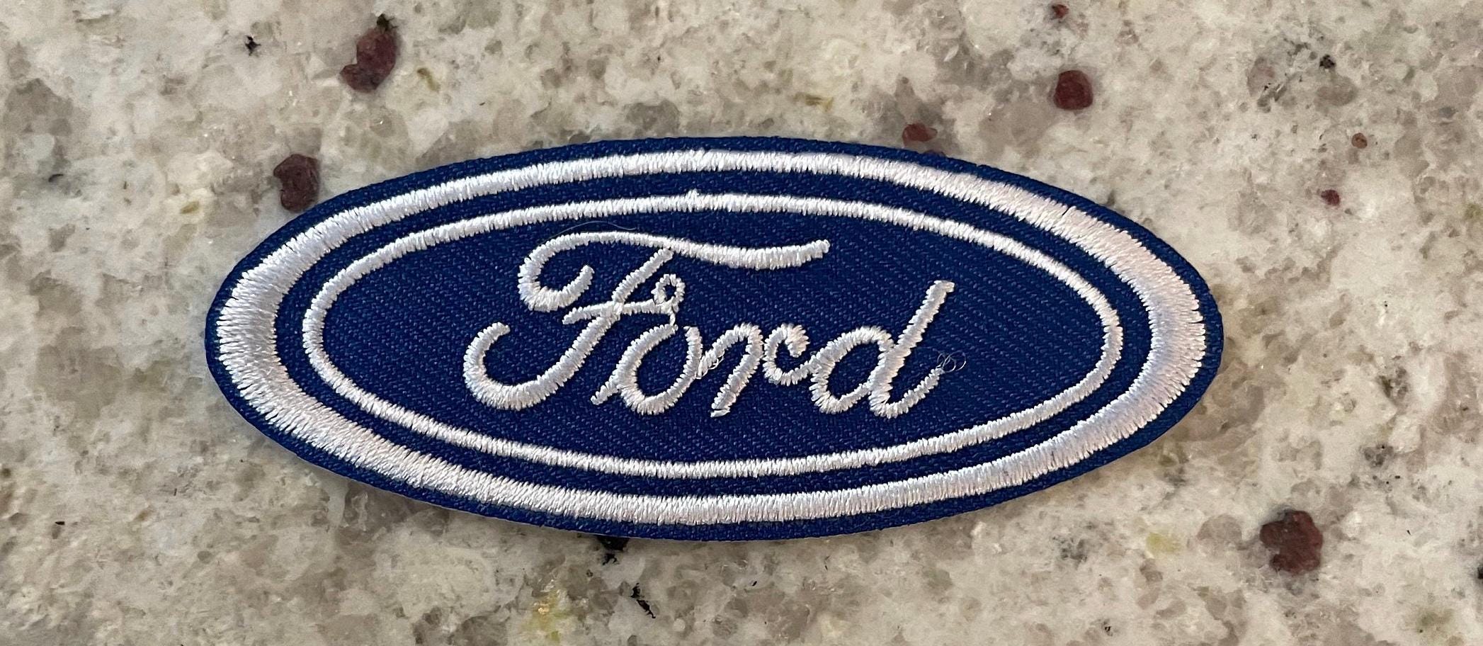 Ford Logo Patch: “Excellent Quality” Embroidered Iron-On Applique (3.5" Wide)