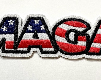 American Flag MAGA Embroidered Patch - 4&quot; Wide