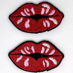 Red Lips Patch: Iron On Applique (2.5" - Pack of 2)