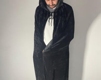 Black Velvet Hooded Cape | Gothic Cosplay Cloak