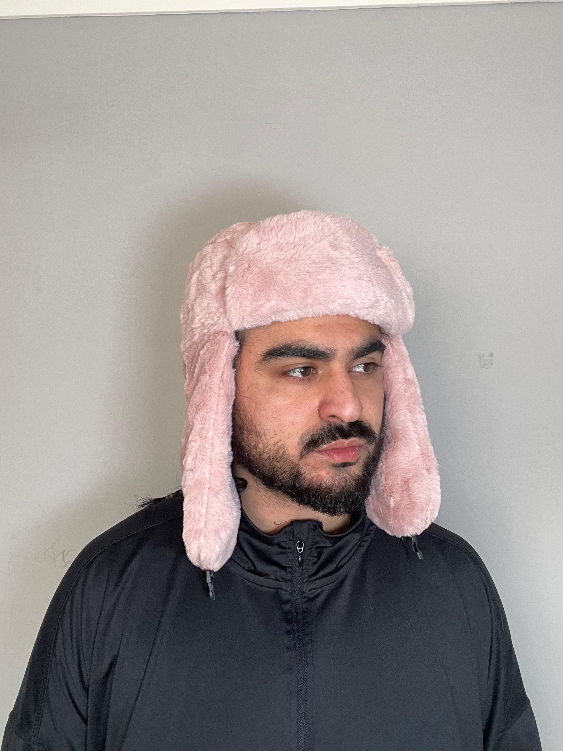 Pink Luxurious Faux Fur Trapper Hat With Ear Flaps Warm Winter