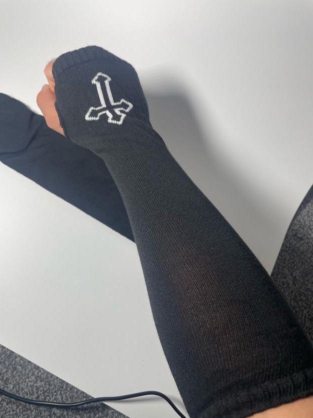 Guantes Sin Dedos Punk Gótico Con Motivo De Crucifijo – Manga Larga Térmica Para Cosplay, Calentadores De Brazo Elásticos, Un Par O Tres Pares