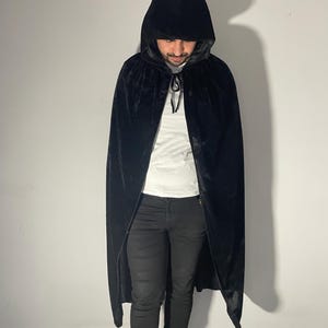 Black Velvet Hooded Cape | Witch, Vampire, Gothic Cosplay, Dark Academia Aesthetic, Halloween, Party, Festival