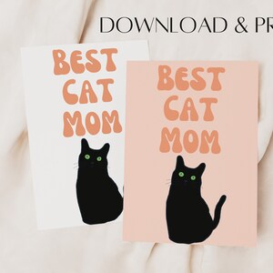 Melhor mãe gata | Cartão engraçado do dia das mães | Cartão imprimível do dia das mães | Download instantâneo | Cartão de felicitações de gato