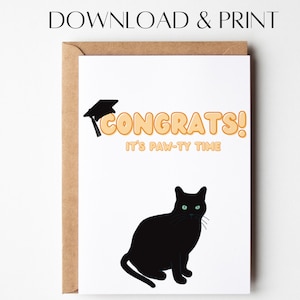 Cat Graduation Card | Funny Graduation Card | Printable Cat Card | Instant Download | Cat Greeting Card | Congratulations Card Active