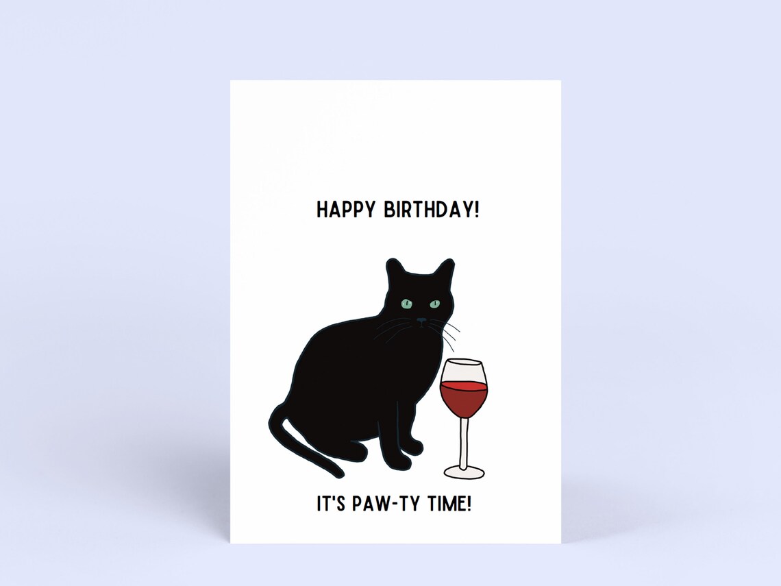 Black Cat Birthday Card Printable Birthday Card Funny - Etsy