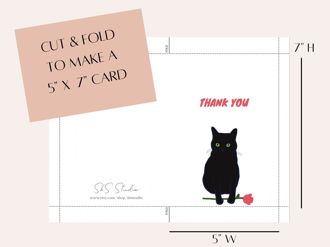 Cat Thank You Card Funny Thank You Card Printable Cat Card Instant ...