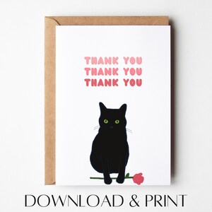 Carte de remerciement chat | Carte de remerciement drôle | Carte de chat imprimable | Téléchargement instantané | Carte de vœux chat | Carte de remerciement