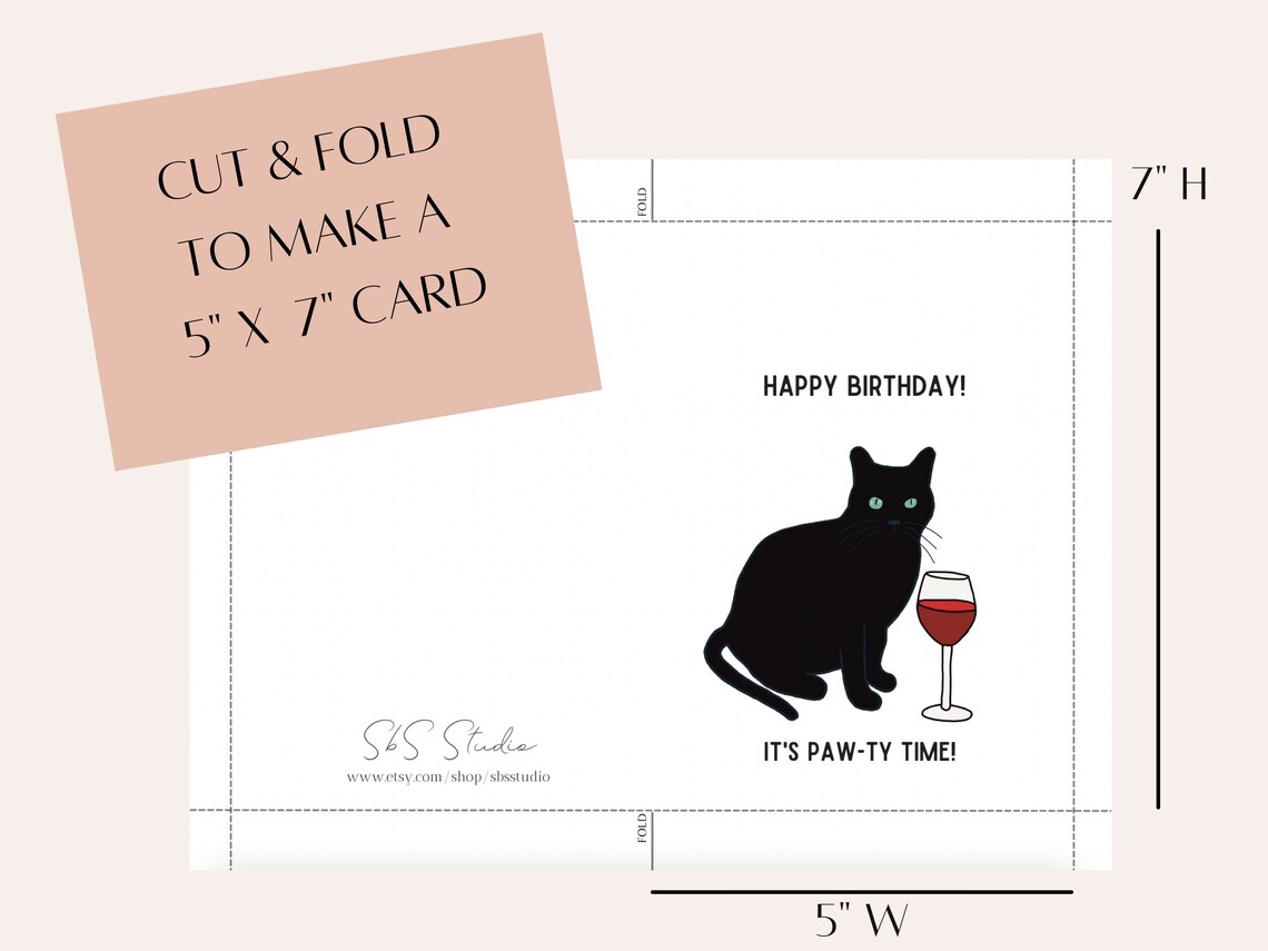 Black Cat Birthday Card Printable Birthday Card Funny - Etsy