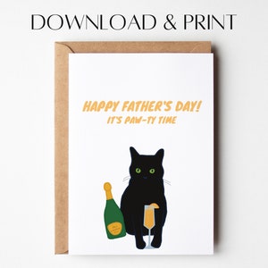 Cat Father's Day Card | Printable Father's Day Card | Instant Download ...