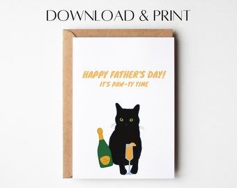 Biglietto di auguri divertente per la festa del papà con gatto: biglietto di auguri stampabile (download digitale)