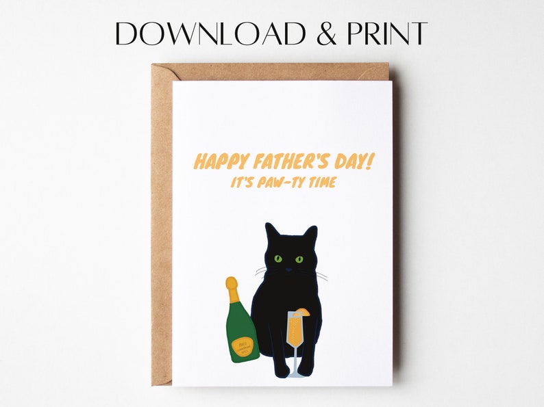 Cat Father's Day Card | Printable Father's Day Card | Instant Download ...
