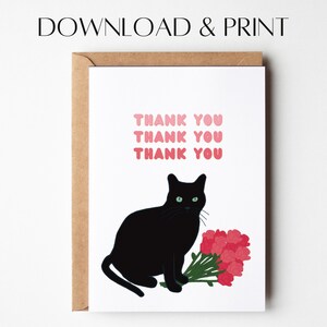 Biglietto di ringraziamento gatto / Biglietto di ringraziamento divertente / Biglietto gatto stampabile / Download istantaneo / Biglietto d'auguri gatto / Biglietto di ringraziamento