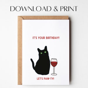 Black Cat Birthday Card | Printable Birthday Card | Funny Birthday Card | Instant Download | Best Friend Birthday Card | Cat Greeting Card