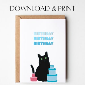 Cat Birthday Card | Printable Birthday Card | Funny Birthday Card | Instant Download | Cat Lover Card | Printable Cat Card