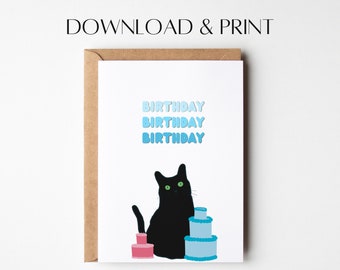 Cat Birthday Card | Printable Birthday Card | Funny Birthday Card | Instant Download | Cat Lover Card | Printable Cat Card