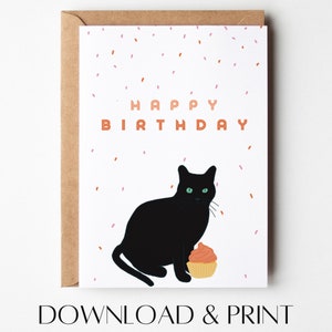 Carte d'anniversaire de chat | Carte d'anniversaire imprimable | Carte d'anniversaire drôle | Téléchargement instantané | Carte imprimable joyeux anniversaire | Carte d'anniversaire mignonne