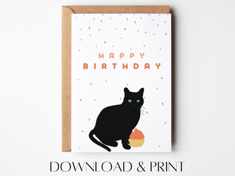 Cat Birthday Card Printable Birthday Card Funny Birthday Card Instant ...