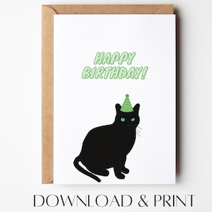 carte d'anniversaire de chat | Carte d'anniversaire imprimable | Carte d'anniversaire drôle | Téléchargement instantané | imprimable joyeux anniversaire | Carte chat imprimable