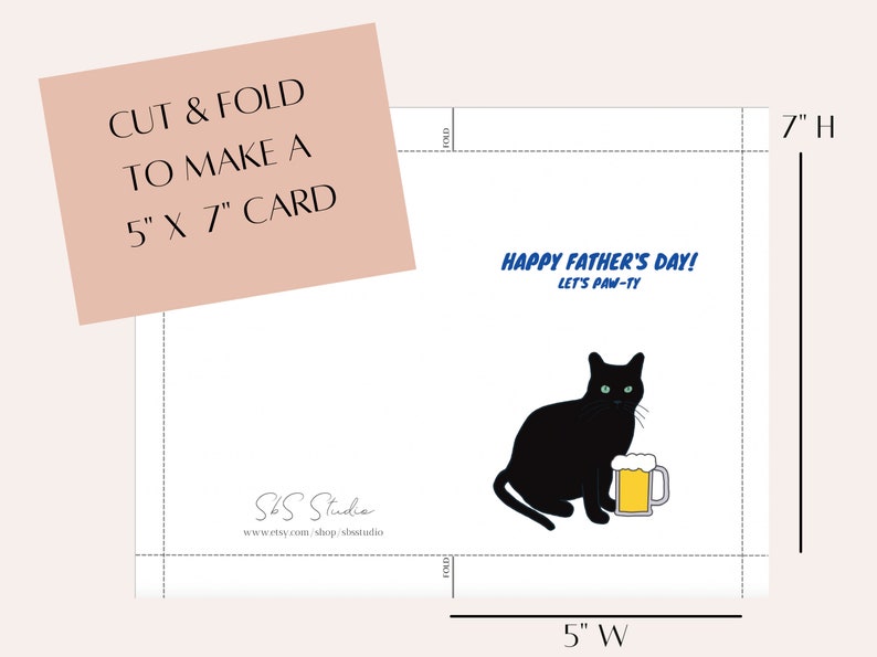 Cat Father's Day Card | Printable Father's Day Card | Instant Download ...