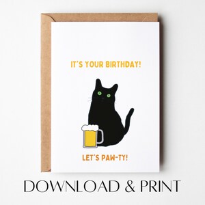 Carte d'anniversaire de chat | Carte d'anniversaire imprimable | Carte d'anniversaire drôle | Téléchargement instantané | Carte d'anniversaire mignonne | Chat Carte de vœux