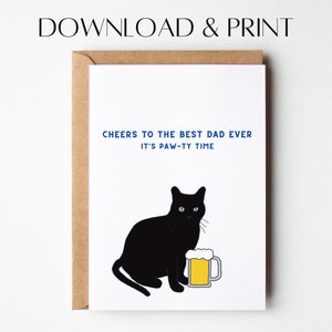 Funny Cat Father&#39;s Day Card: Hand-Drawn Printable (PDF & JPG)
