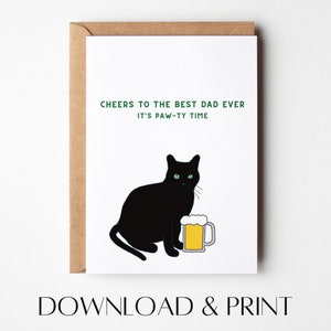 Funny Cat Father&#39;s Day Card: Hand-Drawn Design (PDF & JPG)