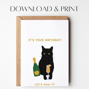 Katzen Geburtstagskarte | Druckbare Geburtstagskarte | Lustige Geburtstagskarte | Sofort Download | Niedliche Geburtstagskarte | Katze Grußkarte