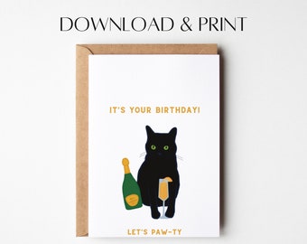 Cat Birthday Card | Printable Birthday Card | Funny Birthday Card | Instant Download | Cute Birthday Card | Cat Greeting Card