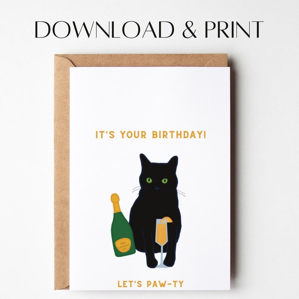 Cat Birthday Card | Printable Birthday Card | Funny Birthday Card | Instant Download | Cute Birthday Card | Cat Greeting Card