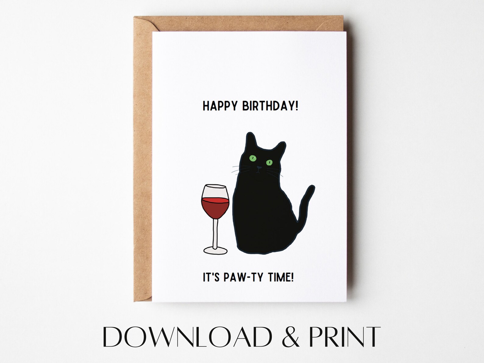 Black Cat Birthday Card Printable Birthday Card Funny Birthday Card ...