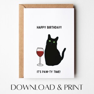 Black Cat Birthday Card | Printable Birthday Card | Funny Birthday Card | Instant Download | Best Friend Birthday Card | Cat Greeting Card