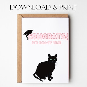 Cat Graduation Card | Funny Graduation Card | Printable Cat Card | Instant Download | Cat Greeting Card | Congratulations Card