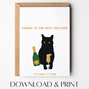 Cat Father's Day Card Printable Father's Day Card Instant Download Cat ...