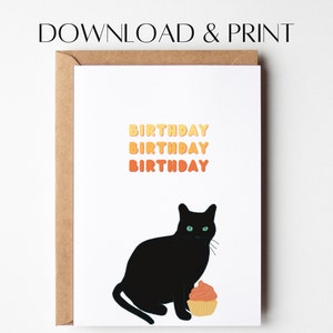 Funny Cat Birthday Card: Printable Cat Lover Gift (Instant Download)