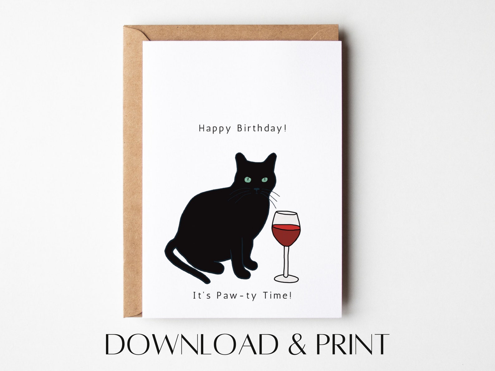 Black Cat Birthday Card | Printable Birthday Card | Funny Birthday Card ...