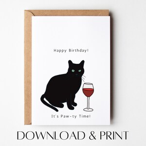 Black Cat Birthday Card | Printable Birthday Card | Funny Birthday Card | Instant Download | Best Friend Birthday Card | Cat Greeting Card