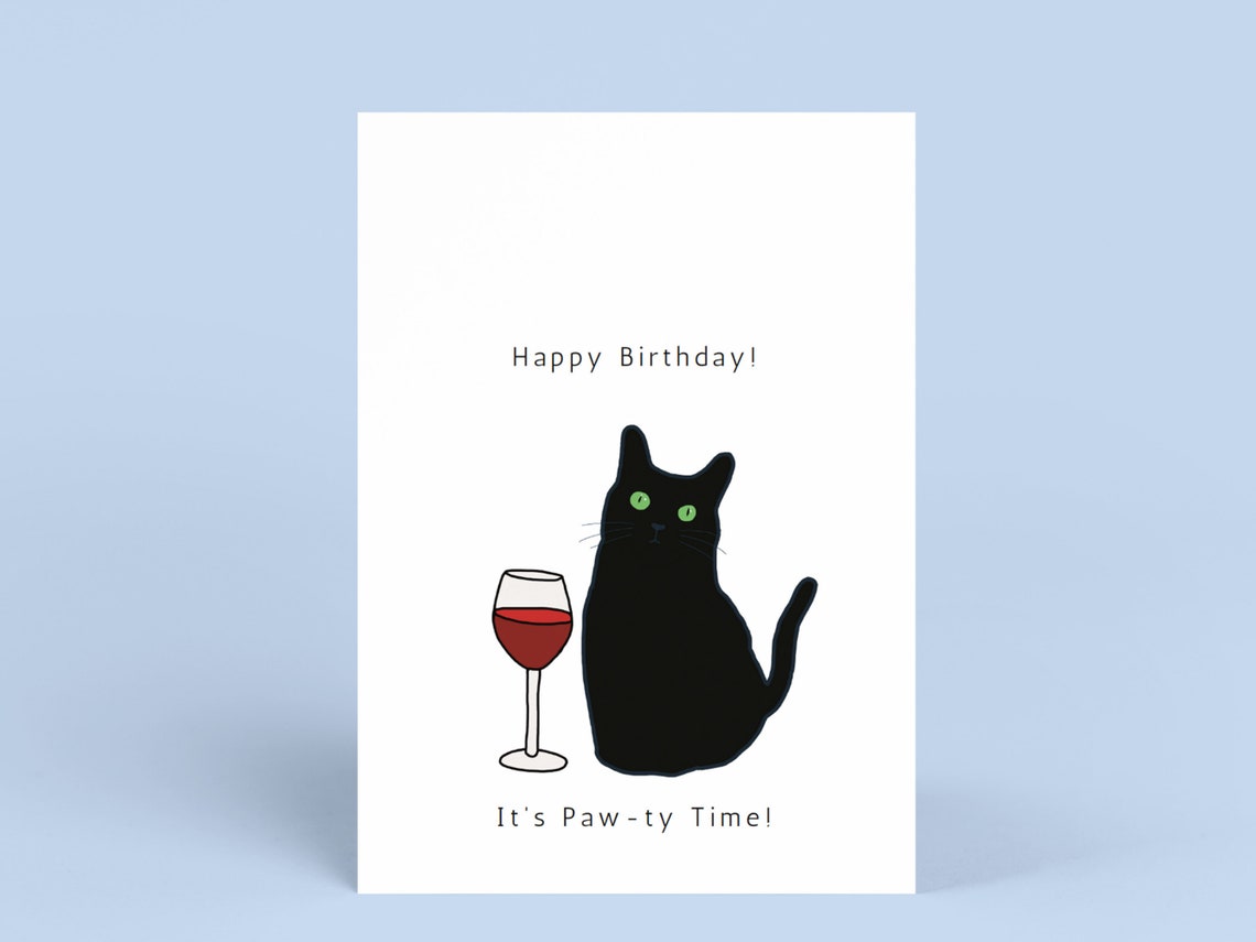 Black Cat Birthday Card Printable Birthday Card Funny - Etsy