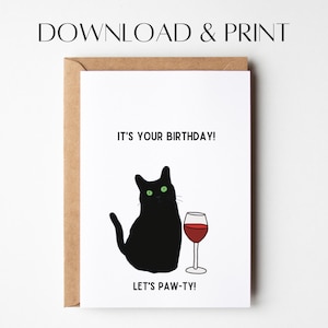 Carte d'anniversaire de chat | Carte d'anniversaire imprimable | Carte d'anniversaire drôle | Téléchargement instantané | Carte d'anniversaire mignonne | Chat Carte de vœux