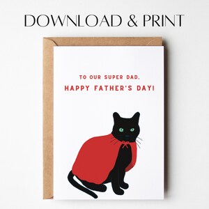 Superhero Father's Day Card | Funny Father's Day Card | Cat Father's Day Card | Printable Cat Card | Instant Download | Cat Greeting Card