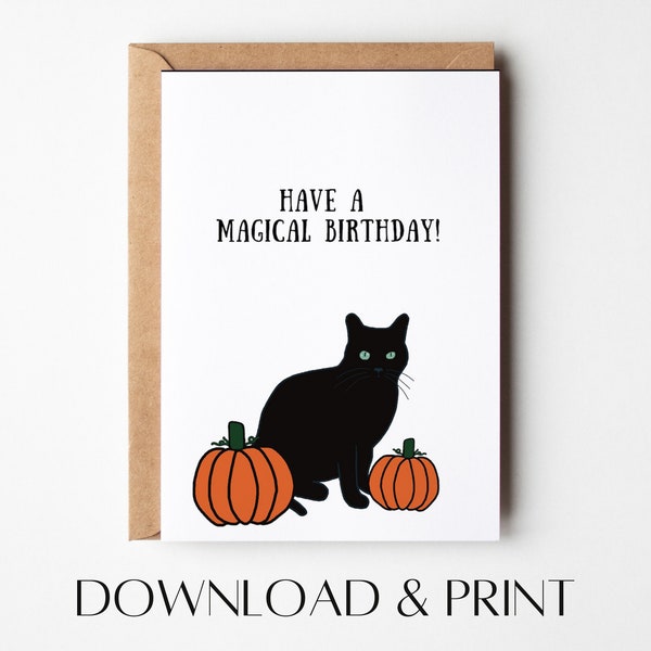 Black Cat Birthday Card Printable Birthday Card Funny Birthday Card ...