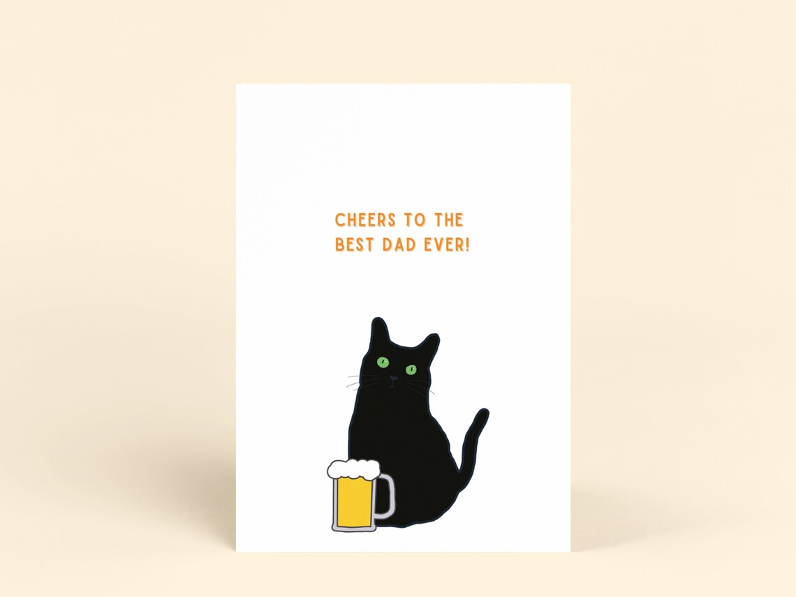 Cat Father's Day Card Printable Father's Day Card Instant Download Cat ...