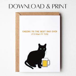 Funny Cat Father&#39;s Day Card: Printable Greeting Card (PDF & JPG)