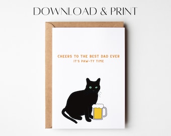 Cat Father's Day Card Printable Father's Day Card | Etsy