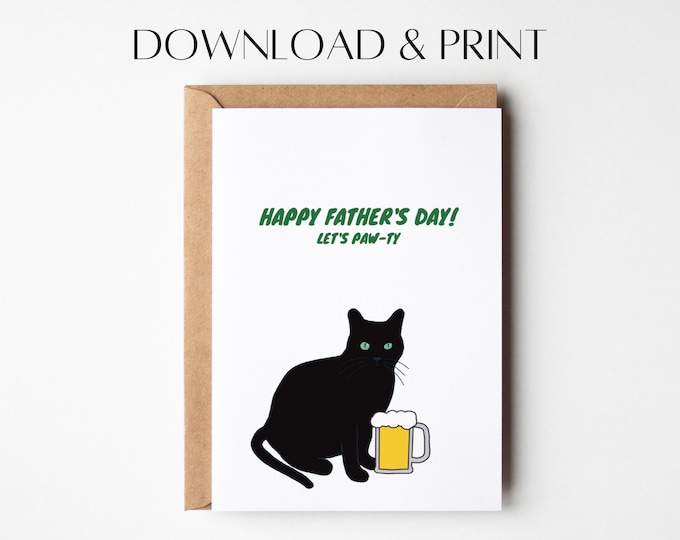 Cat Father's Day Card Printable Father's Day Card - Etsy